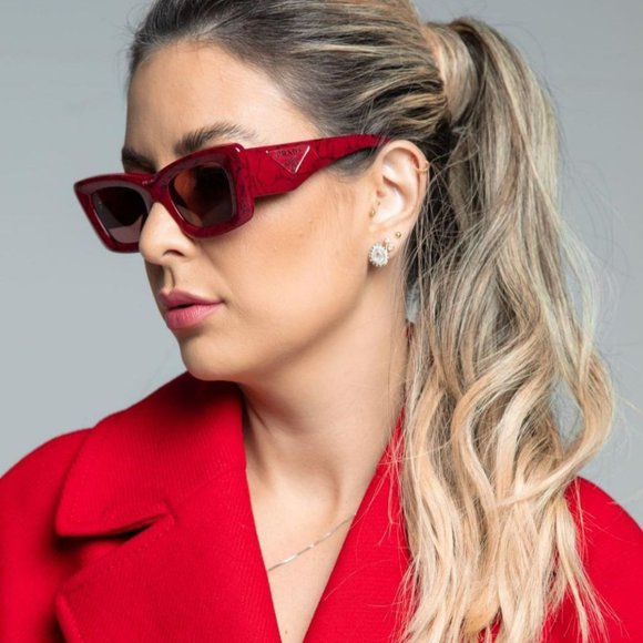 NEW Prada PR13ZS 15D08S Etruscan Marble Red Violet Cat Eye Unisex Sunglasses - Picture 10 of 13